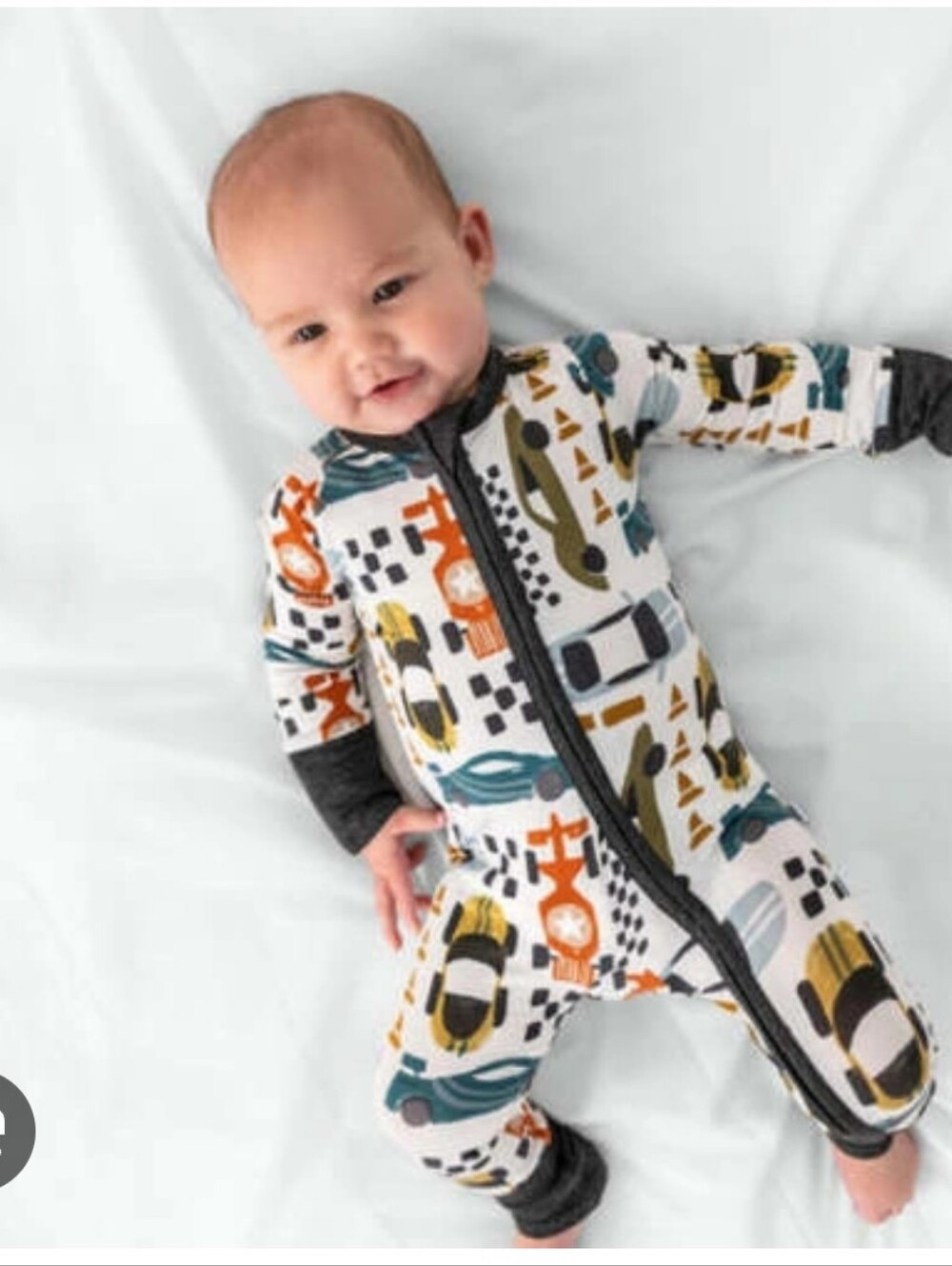 Little Sleepies Baby Bamboo One-Piece Zip Pajamas in Multi Car Print Size 3